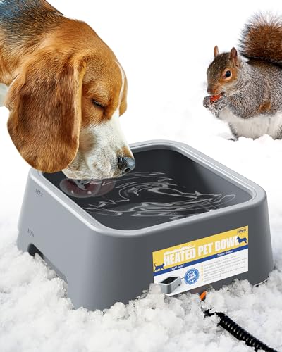 PETSOLON Beheizter Wassernapf für Hund, Outdoor Beheizter Futternapf, Haustier Thermische Wassernapf, Thermoschüssel Bietet Trinkwasser für Hunde, Katzen, Kaninchen, Hühner, Enten - Hellgrau von PETSOLON