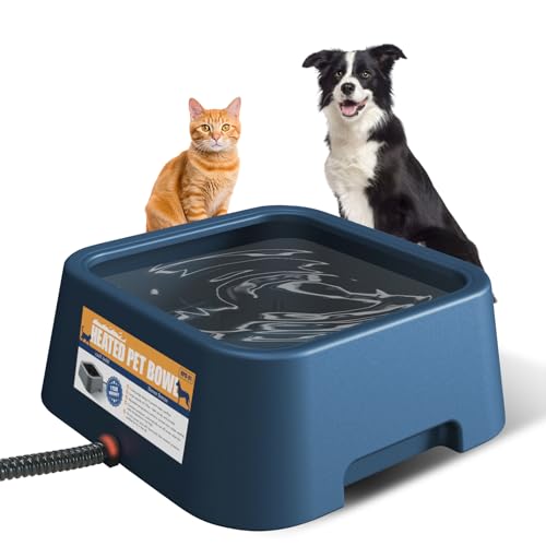 PETSOLON Beheizter Wassernapf für Hunde, Outdoor Beheizter Futternapf, Haustier Thermo Wassernapf für Hunde, Katzen, Kaninchen, Hühner, Enten, Wassernapf für Outdoor Pet Comfort, Blau von PETSOLON