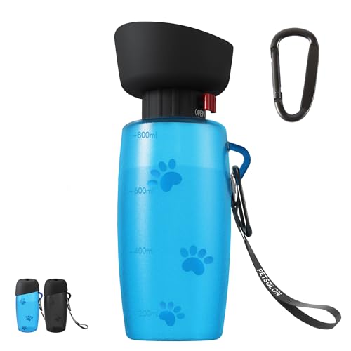 PETSOLON Hundewasserflasche, 794 ml, großer Wasserspender für Hunde mit Schüssel, tragbarer Haustier-Wasserspender für Jungen und Mädchen, Reise-Hunde-Wasserflasche, klappbarer Becher, von PETSOLON