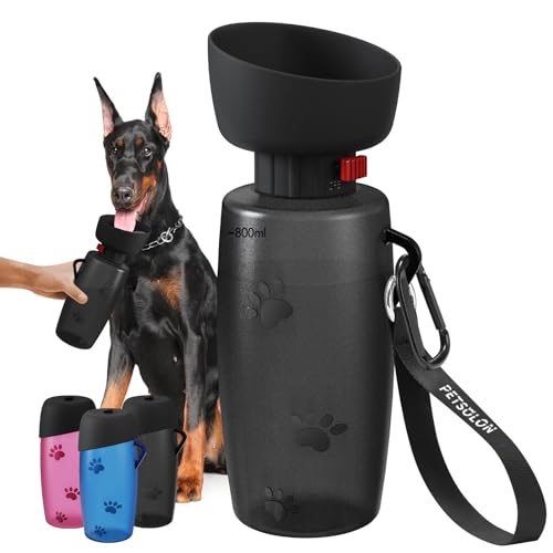 PETSOLON Hundewasserflasche, auslaufsichere tragbare Haustier-Wasserflaschen für Hunde, multifunktionales Design mit Napfkappe, lebensmittelechtes Silikon, Hundewasserflaschenspender für von PETSOLON