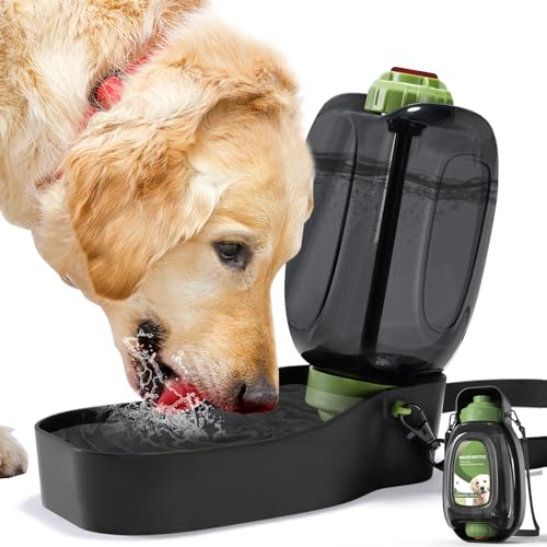 PETSOLON Hundewasserflasche, 1,275.7 g auslaufsicherer tragbarer Haustier-Wasserspender für Hunde, faltbare Hundewasserflasche mit Wassernapf, große Größe Hund Reise Wasserflasche für Hunde Wandern, von PETSOLON