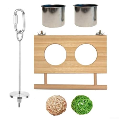 Papagei Vogel Edelstahl Futternapf Rack Rattan Ball Set Obstgabel Hygienische Fütterungsmöglichkeit von PETSTIBLE