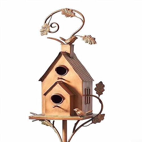 Vogelhaus-Halterung aus Metall, Zickzack-Kunst, für den Außenbereich, rustikal, für Garten, Terrasse, Dekoration, Geschenk (D) von PETSTIBLE