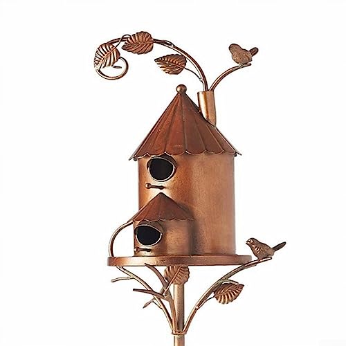 Vogelhaus-Halterung aus Metall, Zickzack-Kunst, für den Außenbereich, rustikal, für Garten, Terrasse, Dekoration, Geschenk (E) von PETSTIBLE