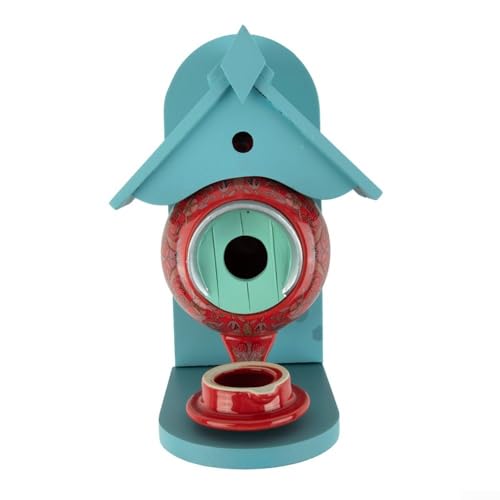 Vogelhaus und Futterspender in Teekannenform, lockt Vögel in Ihren Außenbereich an (rot) von PETSTIBLE
