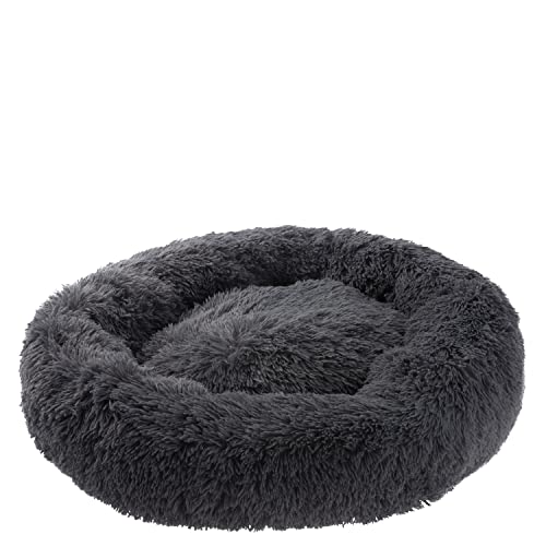 PETSTUFF Hundebett Rund rutschfest waschbar Farb- und Größenwahl, dunkelgrau, Ø 60 cm von PETSTUFF