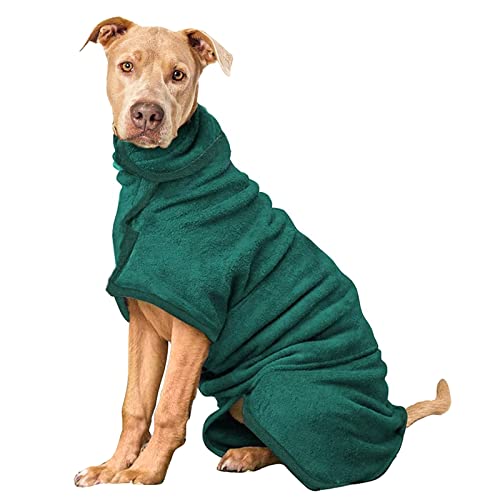 PETTOM Hundebademantel Mikrofaser, Bademantel Hund Schnelltrockend, Hundebademantel für Große, Mittelgroße und Kleine Hunde (XL, Grün) von PETTOM