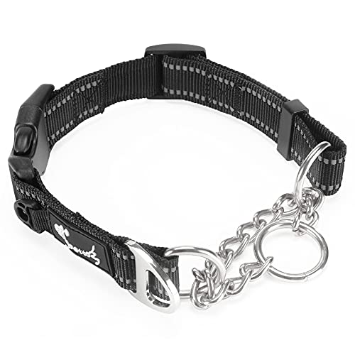 PETTOM Hundehalsband, Zugstopp Halsband Hunde mit Sicherheitsschloss, Halsband Nylon Verstellbar Reflektierend für Große Mittlere und Kleine Hunde von PETTOM