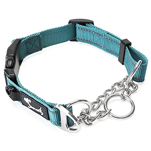 PETTOM Hundehalsband Zugstopp, Halsband Hunde Martingal mit Sicherheitsschloss Verstellbar und Reflektierend für Große Mittlere und Kleine Hunde von PETTOM