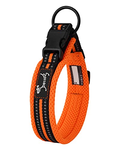 PETTOM Hundehalsband Verstellbare Nylon Hunde Halsband Atmungsaktives Reflektierend Halsband (Orange XL) von PETTOM