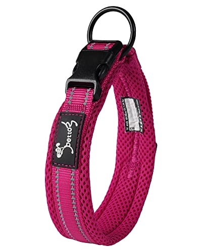 PETTOM Hundehalsband Verstellbare Nylon Hunde Halsband Atmungsaktives Reflektierend Halsband (Rose S) von PETTOM