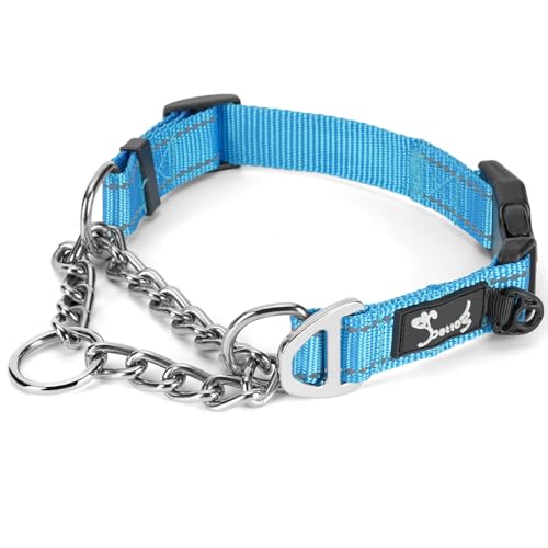 PETTOM Hundehalsband – Verstellbares, Reflektierendes Halsband mit Sicherheitsverschluss für Training, Atmungsaktives Nylon für Mittelgroße bis Große Hunde (Blau, L 52-71cm) von PETTOM