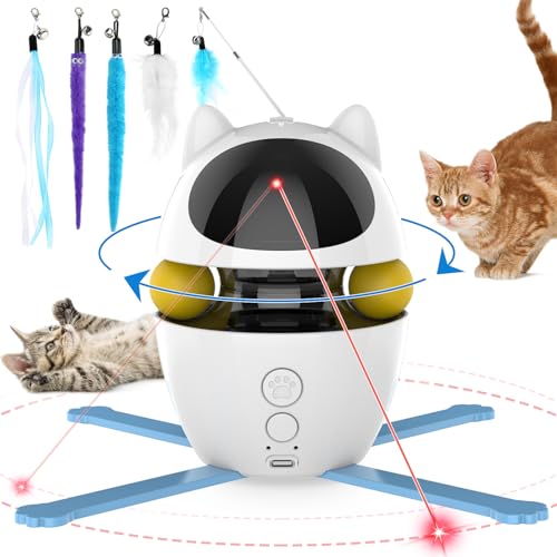 PETTOM Interaktives Katzenspielzeug Selbstbeschäftigung, Spielzeug für Katzen Elektrisch Automatisch, Intelligenzspielzeug für Katzen USB Aufladbar (3-in-1, Weiß) von PETTOM