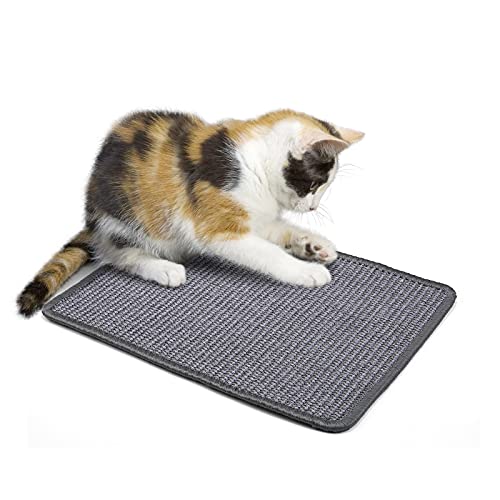 PETTOM Kratzmatte Katze, Kratzteppich Katze, Sisal Teppich Katzen, Katzen Kratzbrett Sisal (30×40cm, Dunkelgrau) von PETTOM