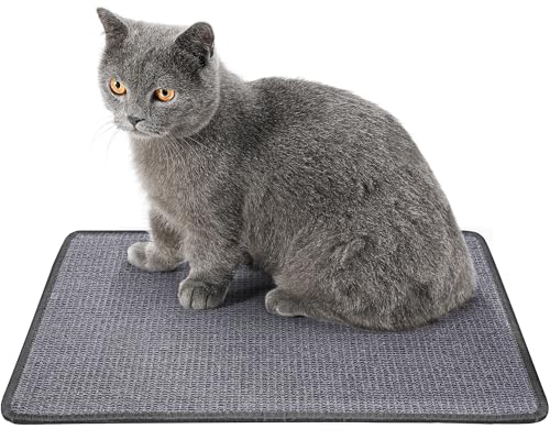 PETTOM Kratzmatte Katze Kratzteppich Sisal (60x40cm) Kratzbretter Boden rutschfest und verschleißfest schützt Teppiche und Sofas, Dunkelgrau von PETTOM