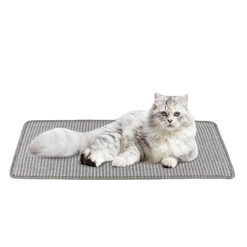 PETWERK® Kratzmatte Grau| Katzen Vorleger| Kratzteppich| Sisal Kratzmatte| Katzenmöbel| Krallenpflege (30cm x 50cm) von PETWERK