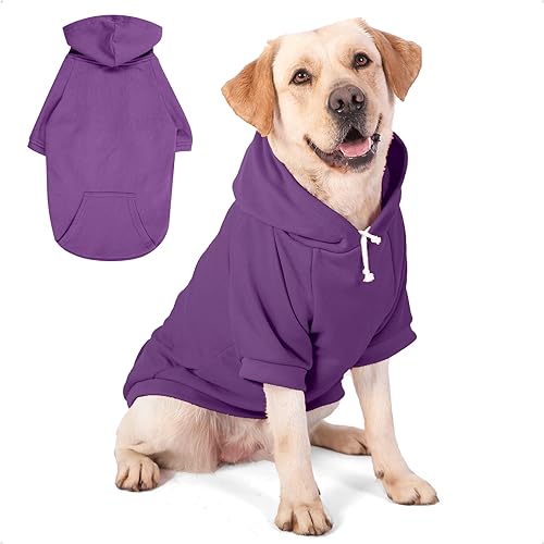 PETWIT Hunde-Kapuzenpullover für mittelgroße und große Hunde, Hundekleidung, Sweatshirts mit Kapuze und Taschen für Hunde (4XL, Violett) von PETWIT