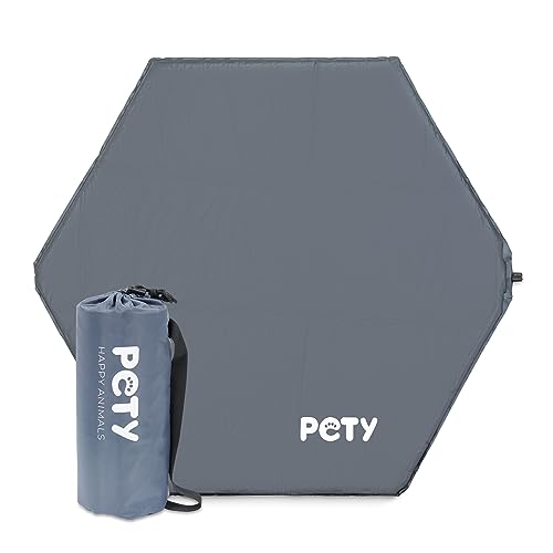 PETY Hunde Bodenmatte für den kleinen Laufstall - 2cm Dicke selbstaufblasende Matte für die Platzierung im Laufgitter oder zur alleinigen Verwendung – weiche und Bequeme Matte mit Tasche - Anthrazit von PETY