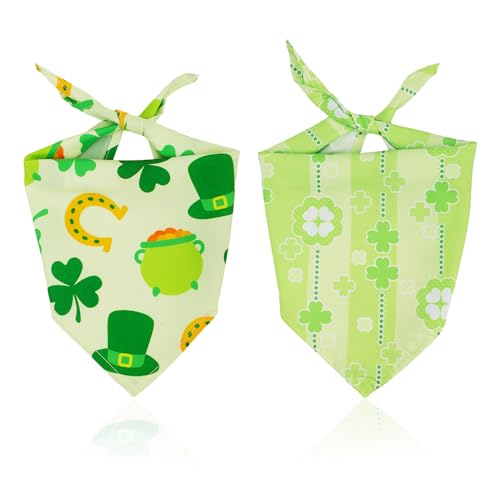 2 Stück St. Patrick's Day Hundehalstuch, Kleeblatt Bandana Kleeblatt Hut Elemente Haustier Schal St. Patrick's Day Dekoration Halsband Kostüm Irisches Hundehalstuch für Haustiere, Party (S) von PEUTIER