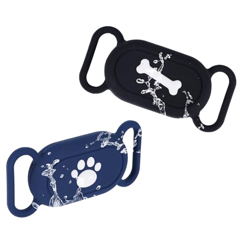 2stk Silikon-Hundehalsbandhalter für Galaxy SmartTag2, Schutzhülle für Haustierhalsband Wasserdicht Verlustsicher Katzenhalsbandhalter-Zubehör für Samsung Galaxy SmartTag2 (Blau/Schwarz) von PEUTIER