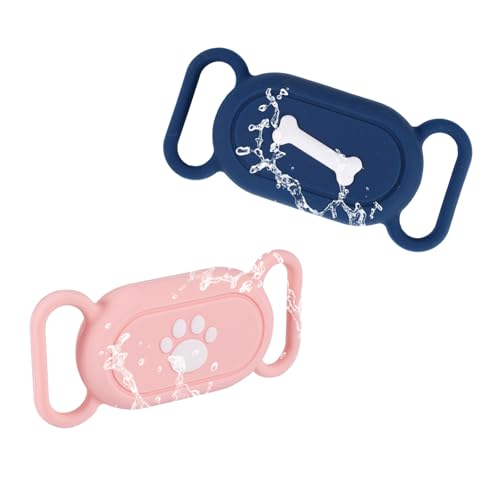 2stk Silikon-Hundehalsbandhalter für Galaxy SmartTag2, Schutzhülle für Haustierhalsband Wasserdicht Verlustsicher Katzenhalsbandhalter-Zubehör für Samsung Galaxy SmartTag2 (Rosa/Blau) von PEUTIER