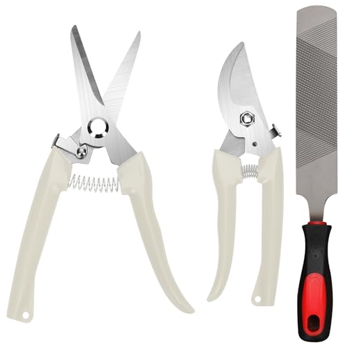 3pcs Ziegenkralle Trimmer und Feile, Nagelknipser für Ziegen Hufzangen Gebogen/Gerade Kopf Schafhuferschere Hufeisenfeisenfeisenfeile für Ziegenschaf Lamm Schweinetierhufe (Gebrochenes Weiß) von PEUTIER