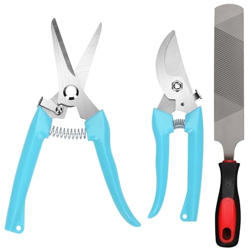 3pcs Ziegenkrallen Trimmer und Feile, Nagelknipser für Ziegen Hufzangen Gebogen/Gerade Kopf Schafhuferschere Hufeisenfeisenfeisenfeile für Ziegenschaf Lamm Schweinetierhufe (Blau) von PEUTIER