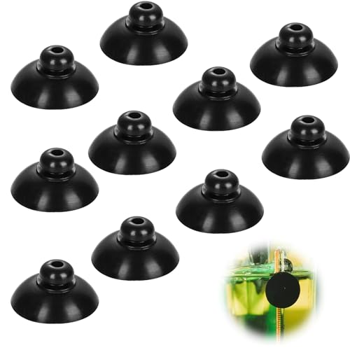 PEUTIER 10 Stück Aquarium Saugnäpfe, 2,6 cm Saugnapf Clips Gummi Aquarium Saugnapf Clips Aquarium Aufsätze für Tankpumpe und Aquarium Belüftungseinrichtung (Schwarz) von PEUTIER