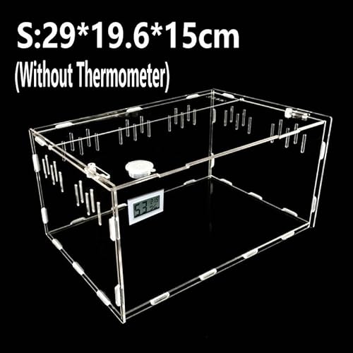 Schildkrötenpanzer Transparente Acrylreptilienbox for Spinnen Schildkröte Echsenzüchtungsinsektenbox Lüftungsschlitze Schälen kleiner Haustier -Terrarium für drinnen und draußen ( Color : With thermom von PEVSCO