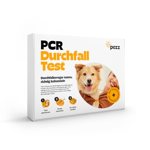 PEZZ Durchfall Test PCR für Hunde | Zuhause auf die häufigsten 6 Durchfallerreger testen | Nur eine Probe erforderlich | inkl. Giardien, Salmonellen, Campylobacter | gratis Labor-Versand von PEZZ