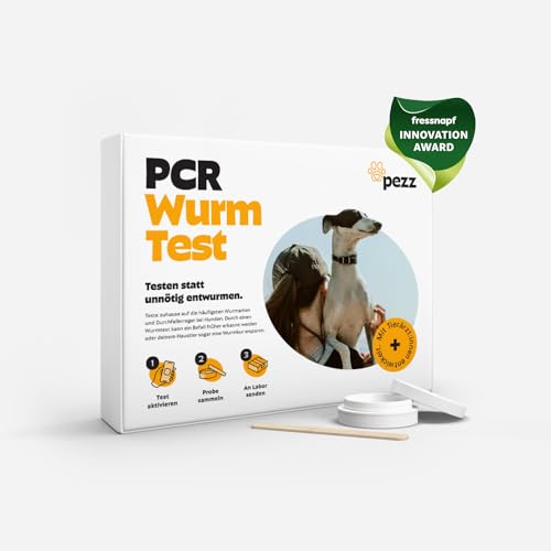 Pezz PCR Wurmtest Hund | 9 häufigsten Würmer & Parasiten | Giardien, Bandwürmer, Spulwürmer, Hakenwürmer, Herz- und Lungenwürmer etc. | Labor-Befund inkl. CT-Wert | gratis Labor-Versand von PEZZ