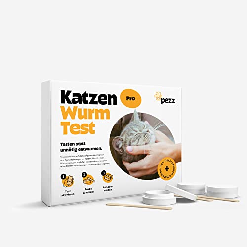 Pezz Wurmtest für Katzen (PRO) zum Testen auf die häufigsten Wurmarten inkl. Giardien | Labor-Befund inkl. Handlungsempfehlung | mit gratis Labor-Versand (1 Stück) von PEZZ