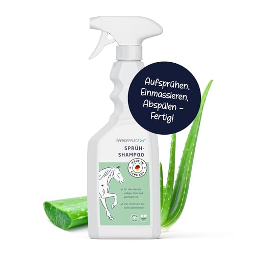 Pferdepflege24 Mildes Pferdeshampoo als Sprühshampoo - Basis Pferde Shampoo 0,5l, 1l, 2,5l, 5l & 10l Liter pH Neutral - Seidiger Glanz, leichte Kämmbarkeit & gesundes Haar von PFERDEPFLEGE24