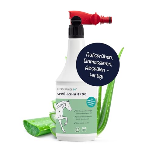 Pferdepflege24 Mildes Pferdeshampoo mit Foam Sprayer - Basis Pferde Shampoo 0,5l, 1l, 2,5l, 5l & 10l Liter pH Neutral - Seidiger Glanz, leichte Kämmbarkeit & gesundes Haar von PFERDEPFLEGE24