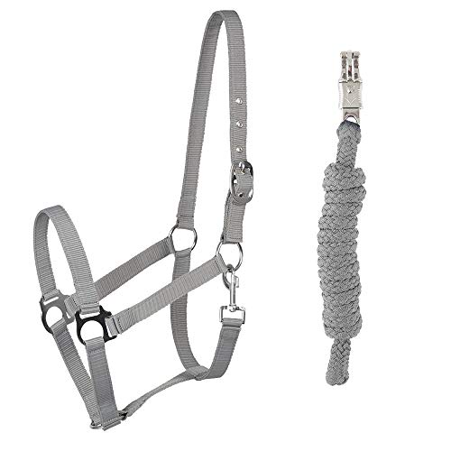 PFIFF 102931 Halfter und Strick Set, Kunststoffhalfter Führstrick, Grau Cob von PFIFF