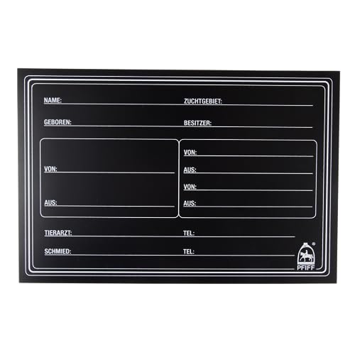 PFIFF 101847 Stallabstammungstafel, Boxentafel, Boxenschild, Namenstafel, Namensschild, aus flexiblem Material, Schwarz, 30 cm x 20,5 cm von PFIFF