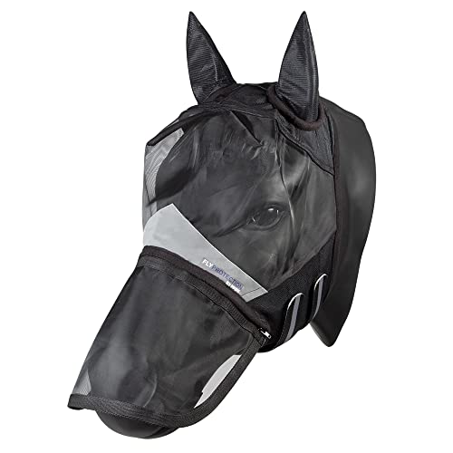 Pfiff 102947 Fly Protection Fliegenmaske mit UV-Schutz, Nasenschutz Schwarz, Shetty von PFIFF