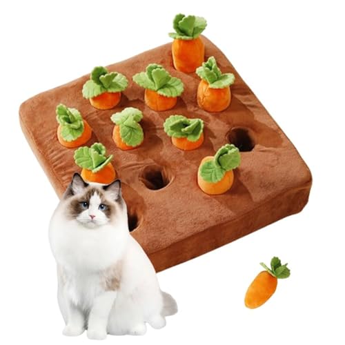 PGSLPH Karotten-Hunde-Puzzlespielzeug, Karottenbeet-Katzenspielzeug, Versteckspiel für Karottenfarm, Katzenpuzzle-Spielzeug, Karotten-Katzenminzen-Spielzeug für Katzen (12 Carrots) von PGSLPH