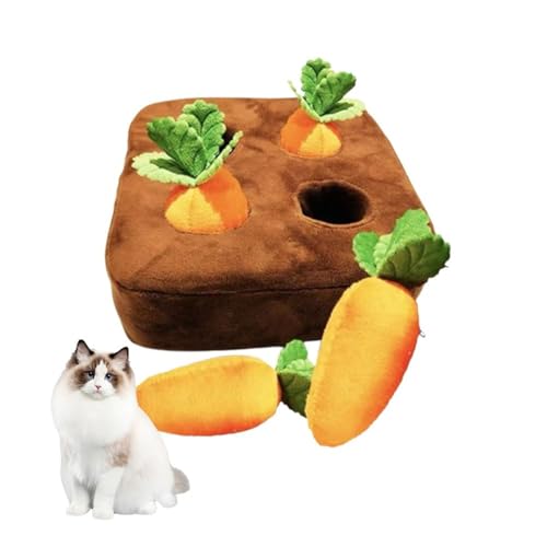 PGSLPH Karotten-Hunde-Puzzlespielzeug, Karottenbeet-Katzenspielzeug, Versteckspiel für Karottenfarm, Katzenpuzzle-Spielzeug, Karotten-Katzenminzen-Spielzeug für Katzen (4 Carrots) von PGSLPH