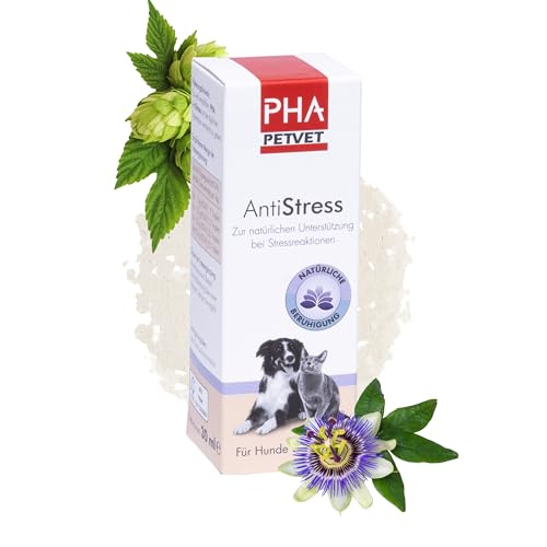 PHA Antistress für Hunde und Katzen bei Stress, Unruhe, Angst, natürliche Unterstützung der Nerven von Hund und Katze, Anti Stress Tropfen 30 ml von PHA PETVET