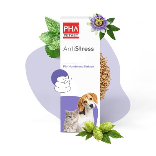 PHA Antistress für Hunde und Katzen bei Stress, Unruhe, Angst, natürliche Unterstützung der Nerven von Hund und Katze, Anti Stress Tropfen 30 ml von PHA PETVET