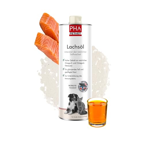 PHA Lachsöl für Hund, Katze und Pferd, aus nachhaltiger Fischzucht in Norwegen, wichtige Omega 3 und 6 Fettsäuren, Öl 500 ml von PHA PETVET