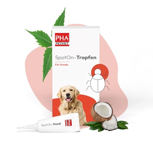 PHA Spot-On Tropfen für Hunde – Natürlicher Schutz gegen Flöhe, Zecken & Milben mit Neemöl & Laurinsäure, 2 Kunststofftuben à 2 ml von PHA PETVET