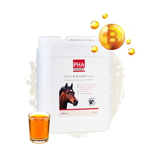 PHA Vitamin B-Komplex Pferd: unterstützt Nerven, Hufe, Fell und Stoffwechsel, Anti Stress Liquid für Pferde, zur Beruhigung, B Vitamine 5l von PHA PETVET