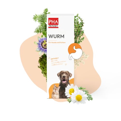 PHA Wurm für Hunde und Katzen - für den durch Wurmbefall geschwächten Darm, Kräuter, natürliche Inhaltsstoffe, Tropfen 50 ml von PHA PETVET