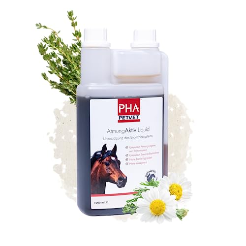 PHA AtmungAktiv Liquid Pferd - unterstützt Bronchien und Immunsystem mit natürlichen Inhaltsstoffen, Bronchial Kräuter Flüssigkeit, 1000 ml von PHA PETVET