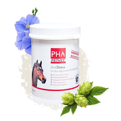 PHA Antistress Pferd - bei Nervosität und Stress mit Kräutern und Magnesium, Anti Stress Pulver für Pferde, 850 g von PHA PETVET