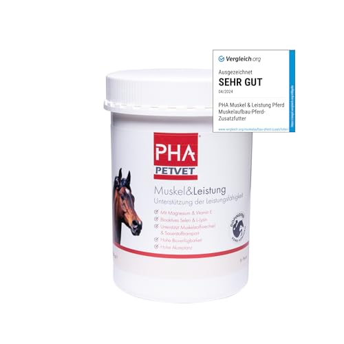 PHA Muskel & Leistung Pferd, Mineralstoffe und Vitamine, zur Unterstützung von Muskelaufbau und Leistungsfähigkeit, Pulver für Pferde 850 g von PHA PETVET