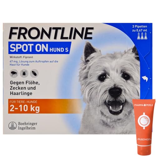 Frontline Spot on für Hunde - Zuverlässiger Schutz gegen Zecken, Flöhe und Haarlinge – Einfach aufzutragen I Sparset mit give-Away von Pharma Perle (Frontline für Hunde S 2-10 kg 3 St.) von PHARMA PERLE