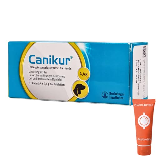 PHARMA PERLE Canikur Kautabletten, 1x 3 Blister á 4 x 4,4 g I Diätergänzungsfuttermittel für Hunde zur Regulation der Darmfunktion I Durchfall I ohne Antibiotika I Spar-Set Plus give-Away von PHARMA PERLE